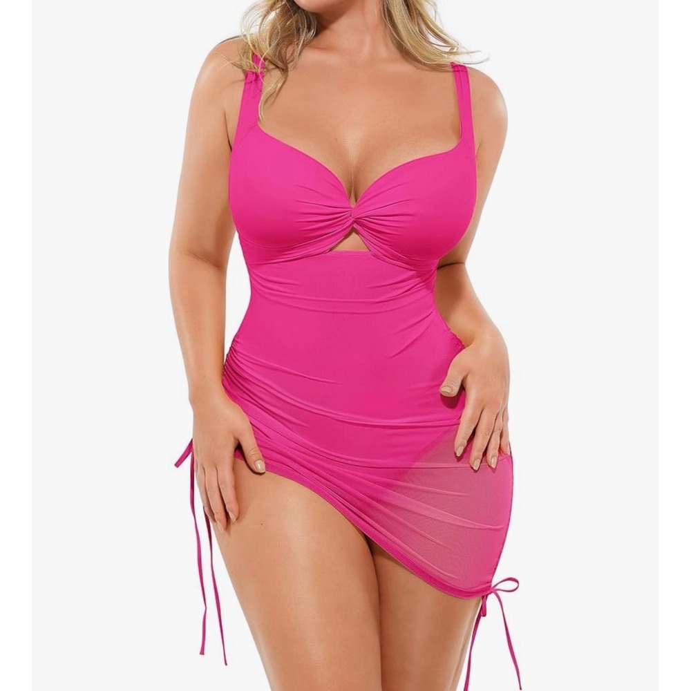 SHAPELLX Swimsuit Tummy Control Full Coverage Mesh Wrap Skirt  Medium NWT